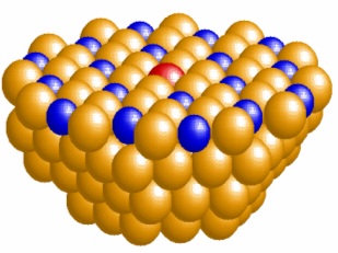 Geometric structure of a palladium crystal with atoms grouped