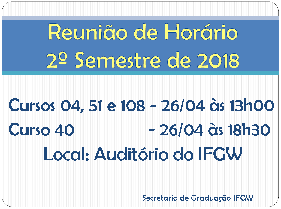 Reunião de Horário 2s2018