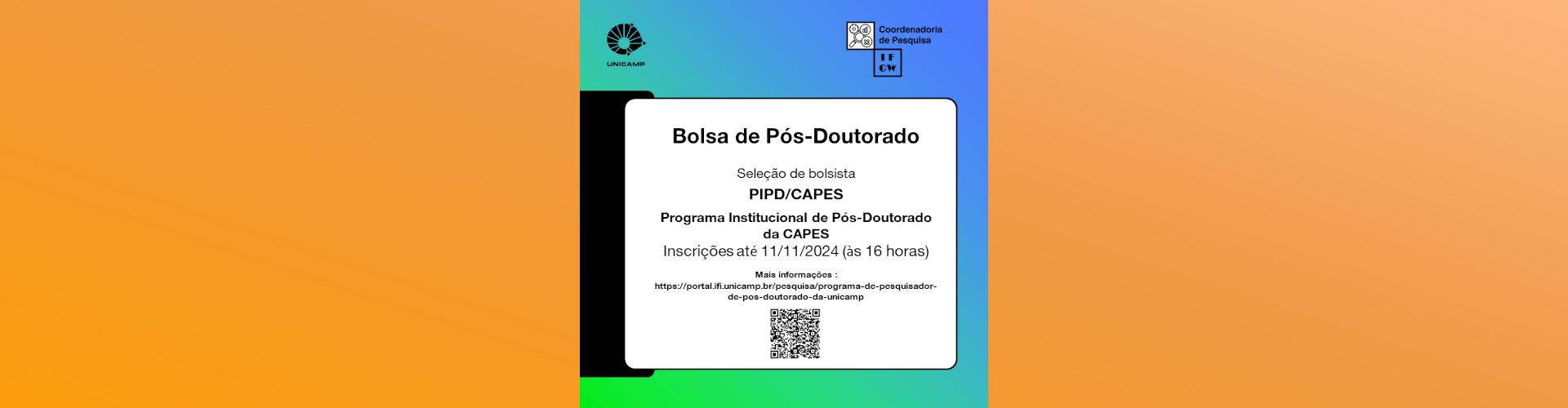 Edital para bolsa de pós-doutorado PIPD/CAPES no IFGW